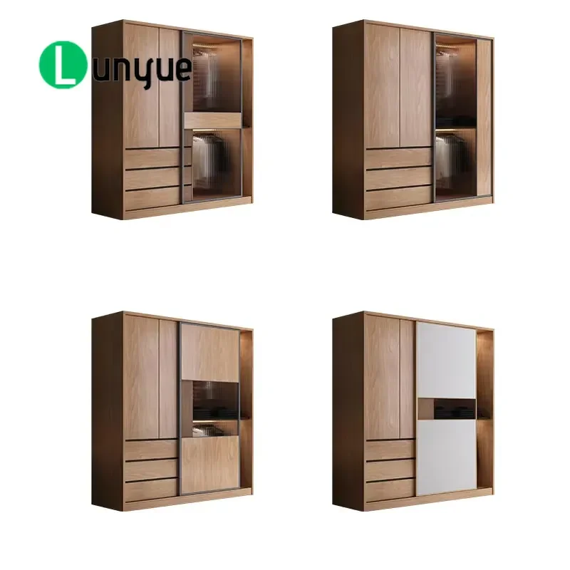 Modern Luxury Solid Wood Wardrobe Bedroom Storage Organizer Hanger for Home Hotel Furniture Durable Elegant Design Space
