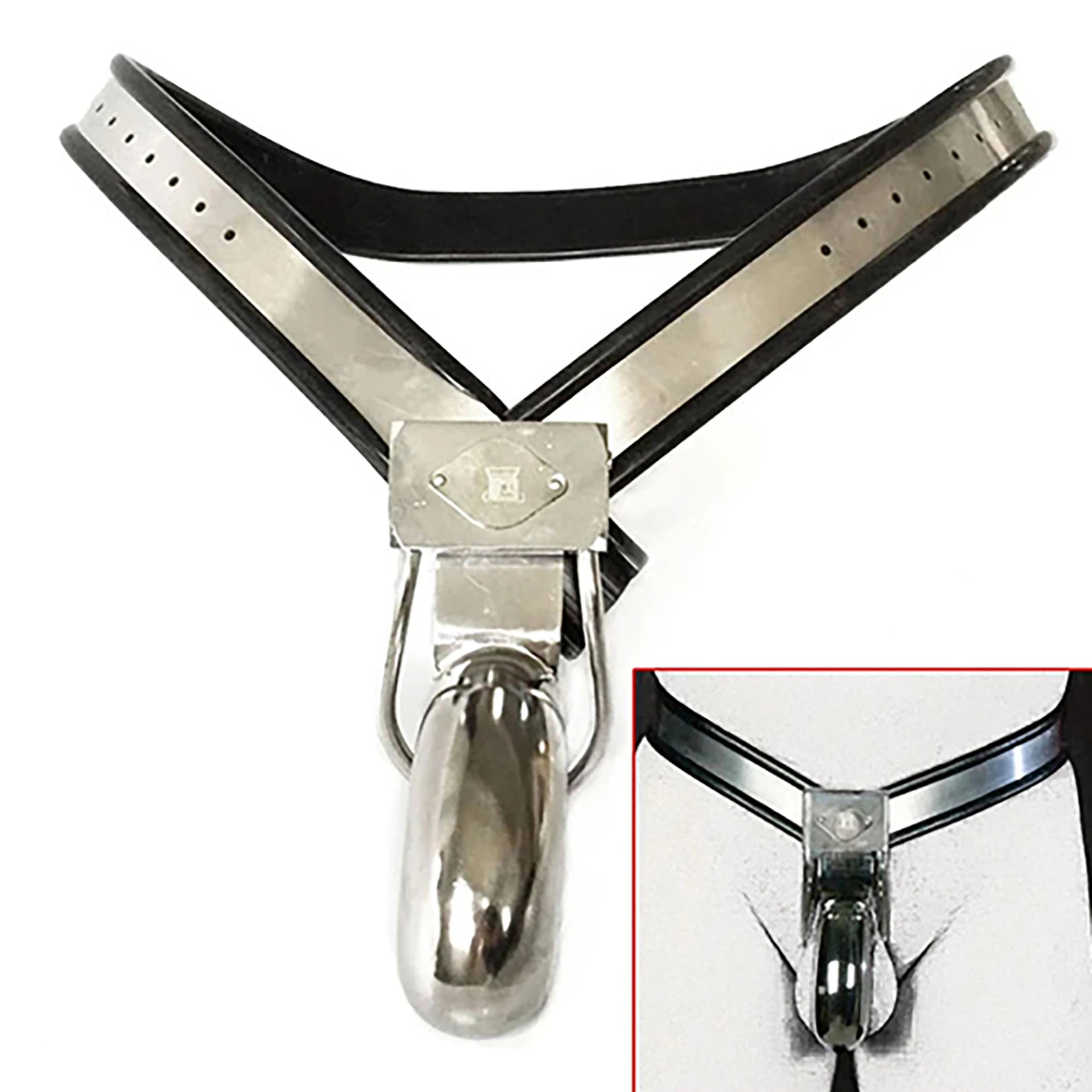 الفولاذ المقاوم للصدأ حزام العفة قفص القضيب BDSM عبودية قفص قفل جهاز قابل للتعديل الخصر قفل ديك BDSM عبودية لعب للرجل #2