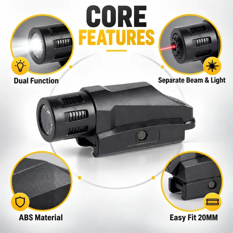 Adjustable Beam Indicator Flashlight Kit ABS Housing for 20MM Rail Hobby Model