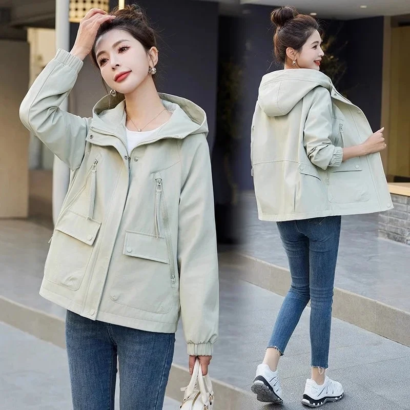 WLF Damen-Freizeitjacke 2025, Frühling und Herbst, neuer Stil, lockerer amerikanischer Retro-Kurz-Windbreaker, lockeres Jacken-Oberteil für Pendler