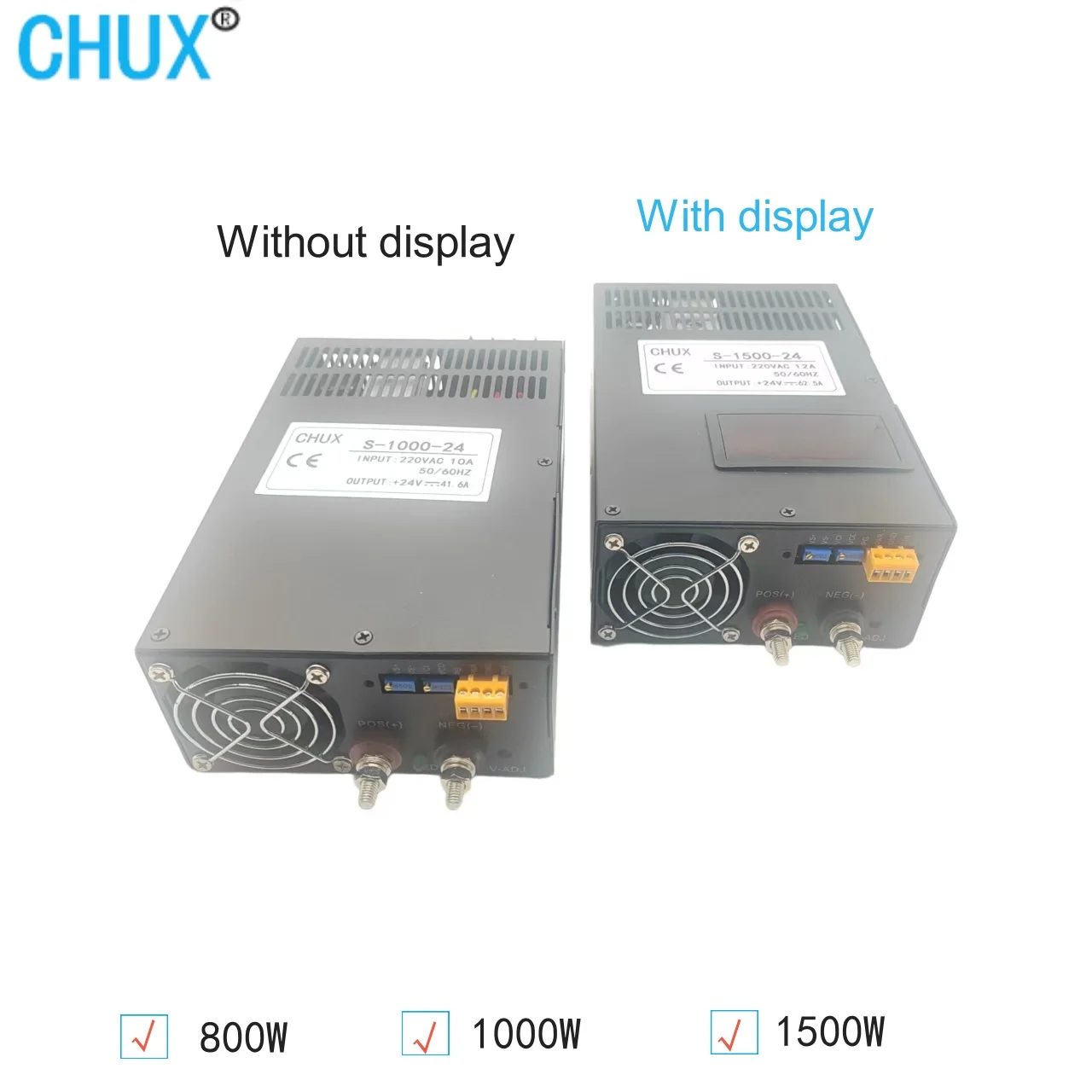 CHUX  800W 1000W 1500W CC-CV Switching Power Supply DC Adjustable 0-12V 15V 24V 36V 48V 60V 72V 110V 220v 300V AC DC  SMPS