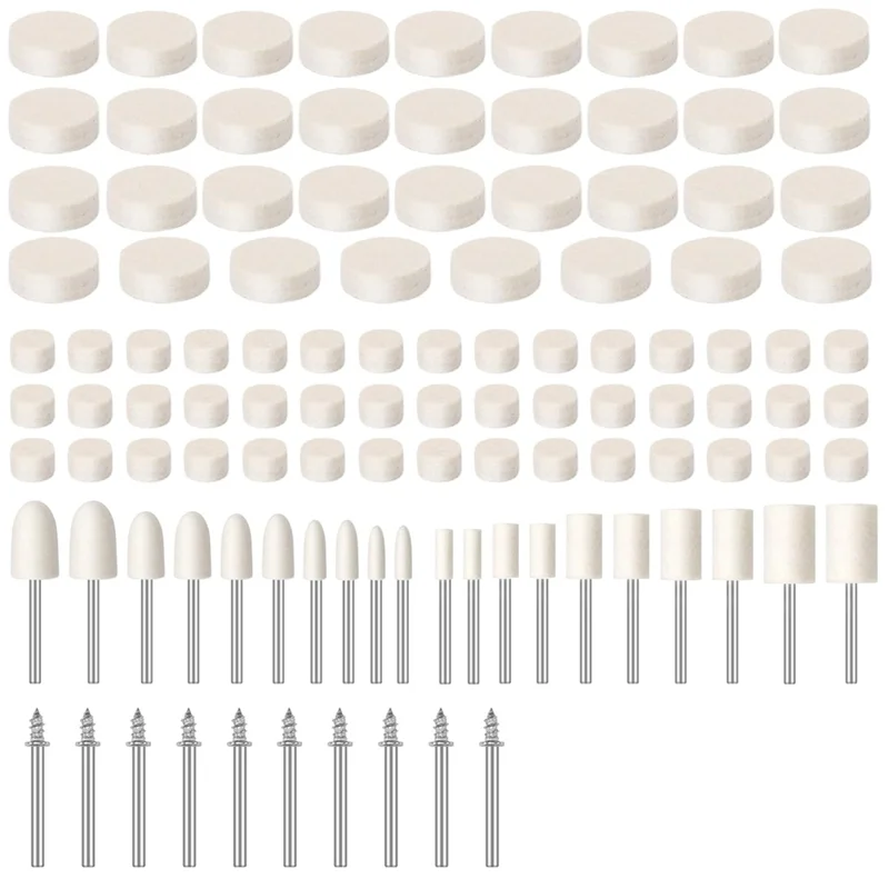 ABSF polijstset polijstschijf 110 stuks voor Dremel gereedschap, 1/8" schacht polijstaccessoires