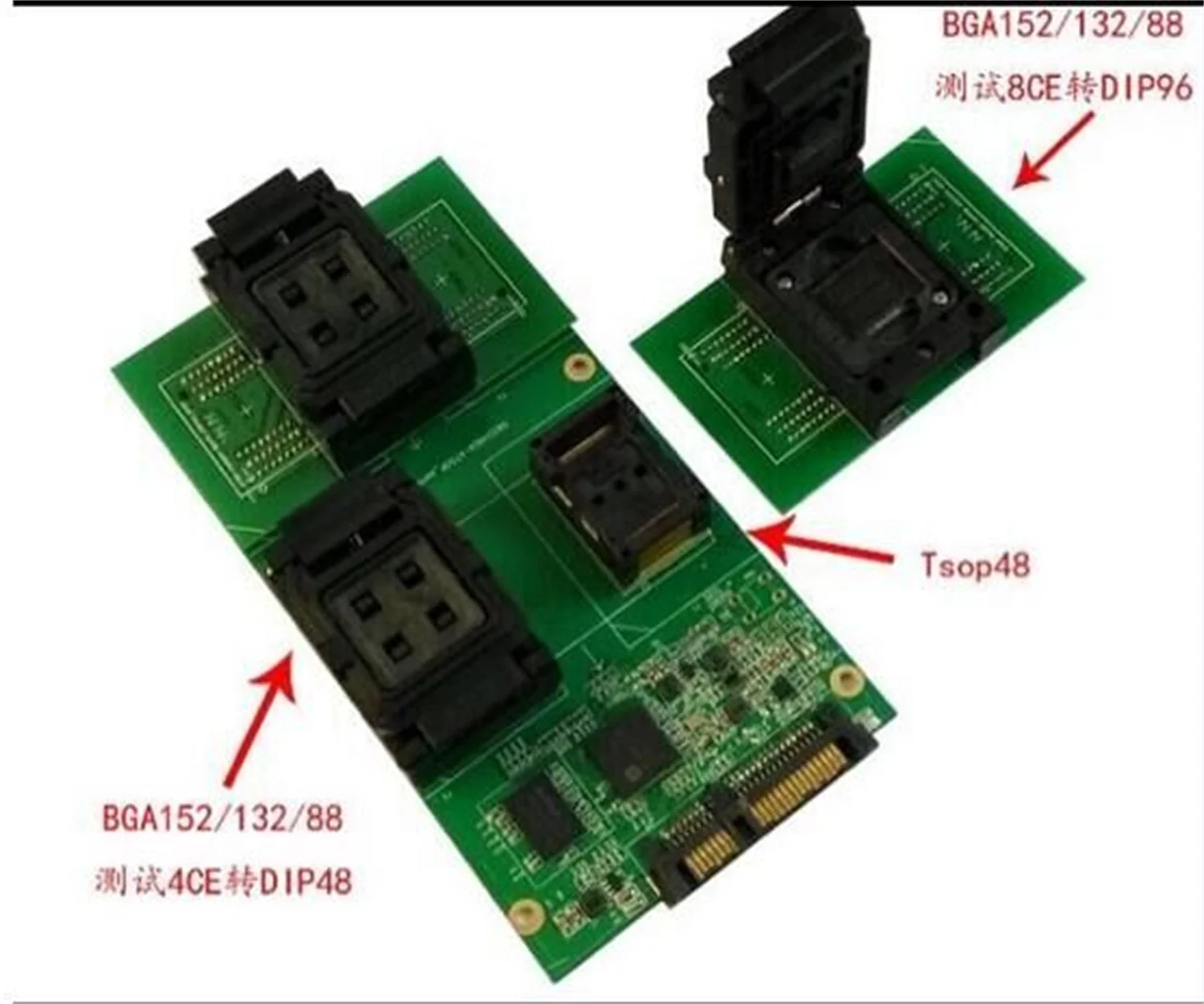 BGA132/BGA152 Test Socket to DIP96 adapter for SSD 8CE test ClamShell socket BGA152 Flash Memory Burn In Test IC Size optional