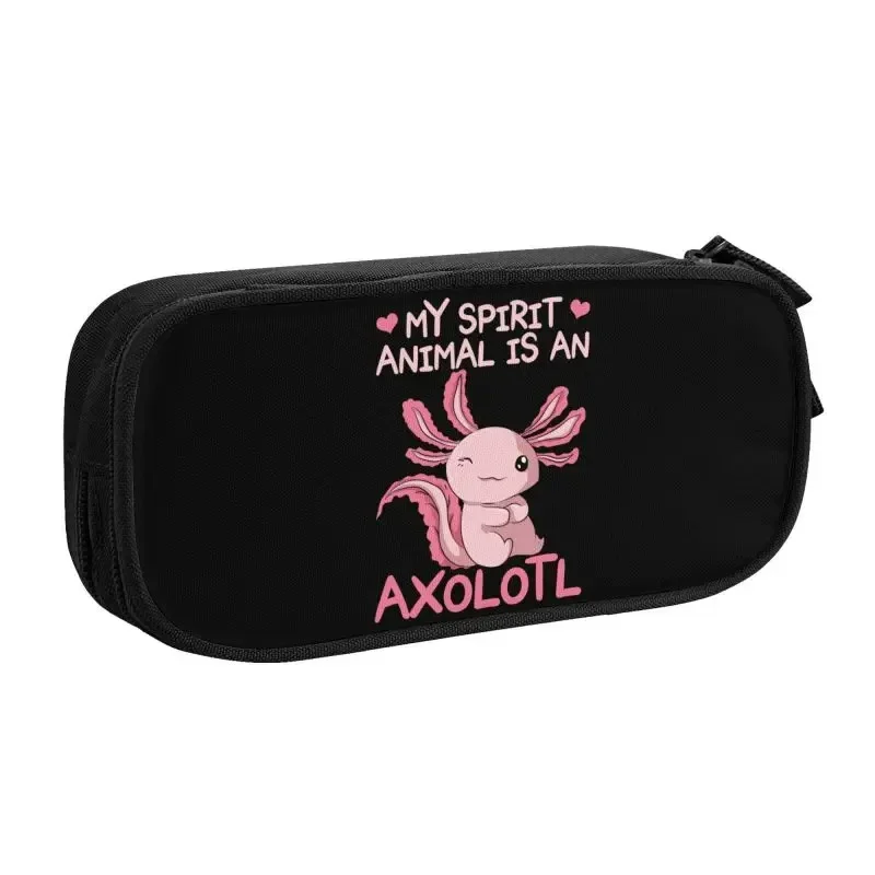 

My Spirit Animal Is An Axolotl Salamand Pencil Pen Case Stationery Bag Pouch Holder Box Organizer for Teens Girls Adults Student