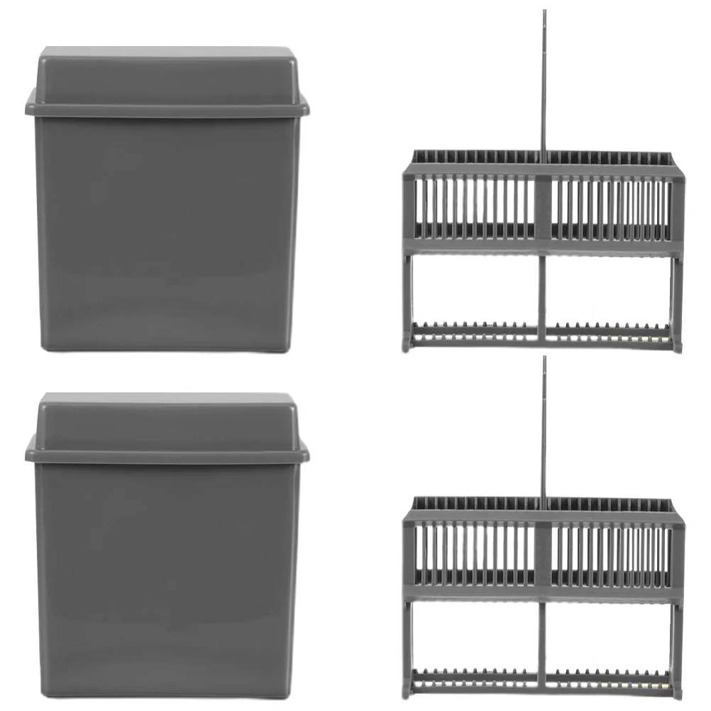 

2 Sets Dyeing Vat Microscope Slides Storage Rack Staining and Jar Kit Plastic Grey 24 Slots