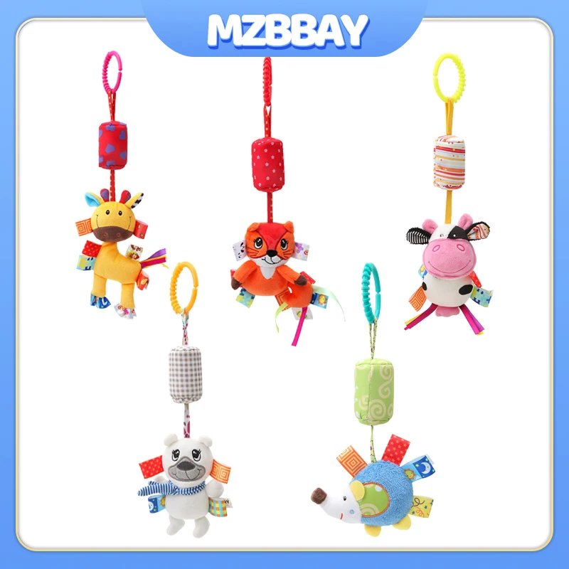 Bebê sensorial pendurado chocalhos brinquedo de aprendizagem macia dos desenhos animados animal vento carrilhão brinquedo chocalhos cama sino brinquedos infantil carro cama berço brinquedos presente