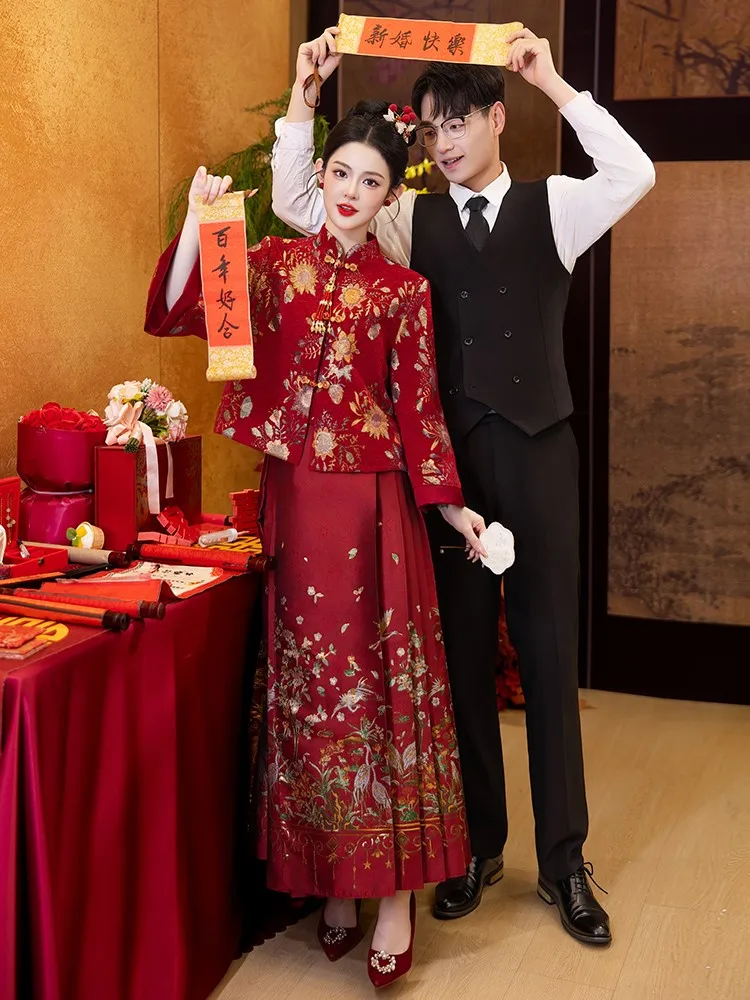 

Новое платье для тостов в китайском стиле для невесты, большие помолвки и свадьбы, которые прикрывает