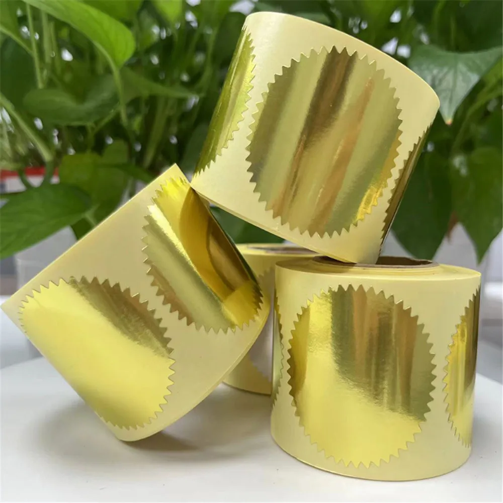 الذهب والفضة المزخرف ملصقات 50 مللي متر 250 قطعة شهادة ختم ملصقات للمعادن النقش ختم الذاتي التسمية سكرابوكينغ