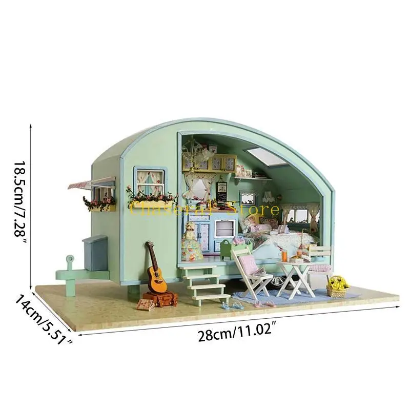 E7CE 子供の DIY ハウスキット手作りウッドハウスアパートティーンガールズブティックストアミニチュアマニュアル発光ハウスキット