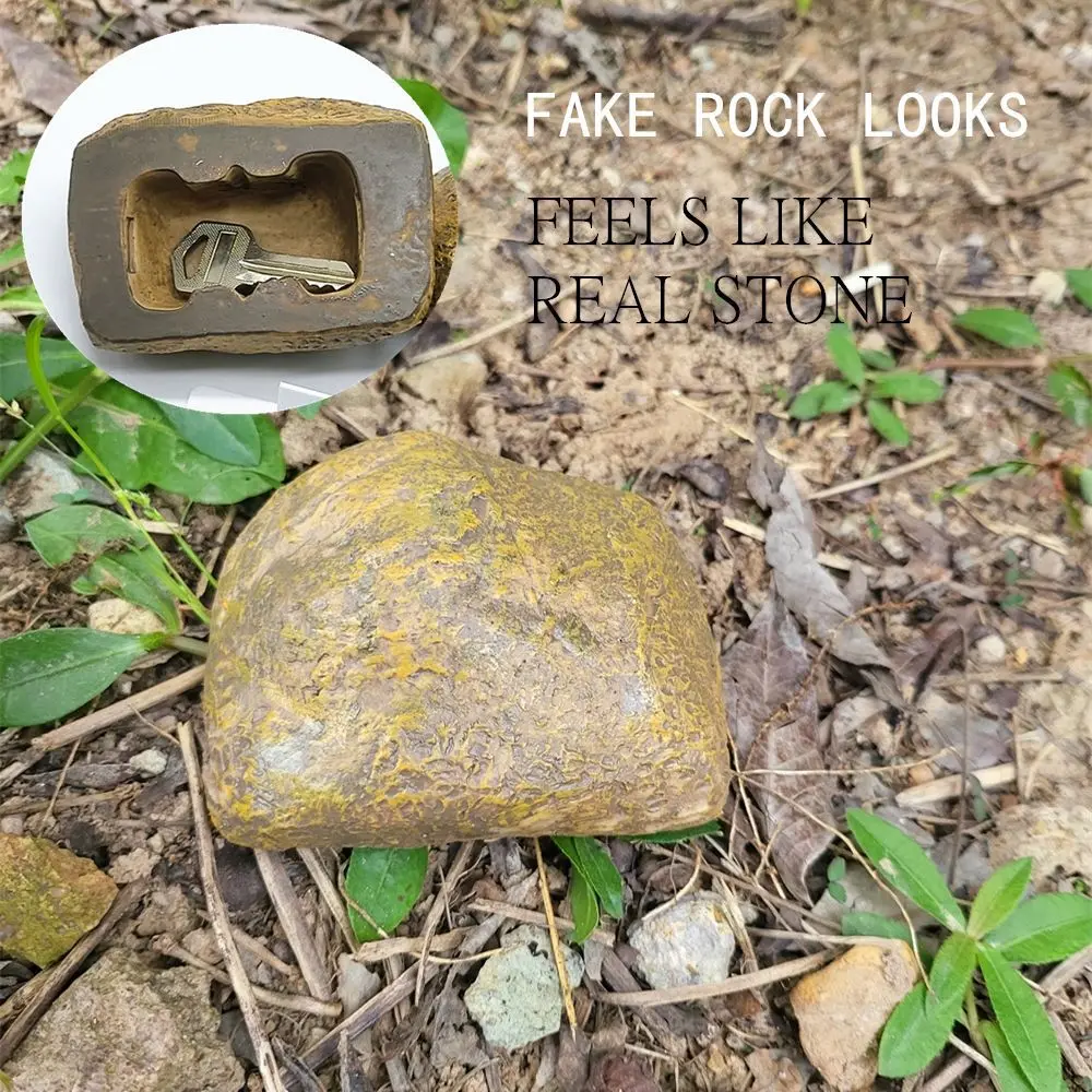 Caja de almacenamiento de llaves de resina para el hogar, organizador de forma oculta de piedra de simulación creativa, caja de almacenamiento de llaves privadas