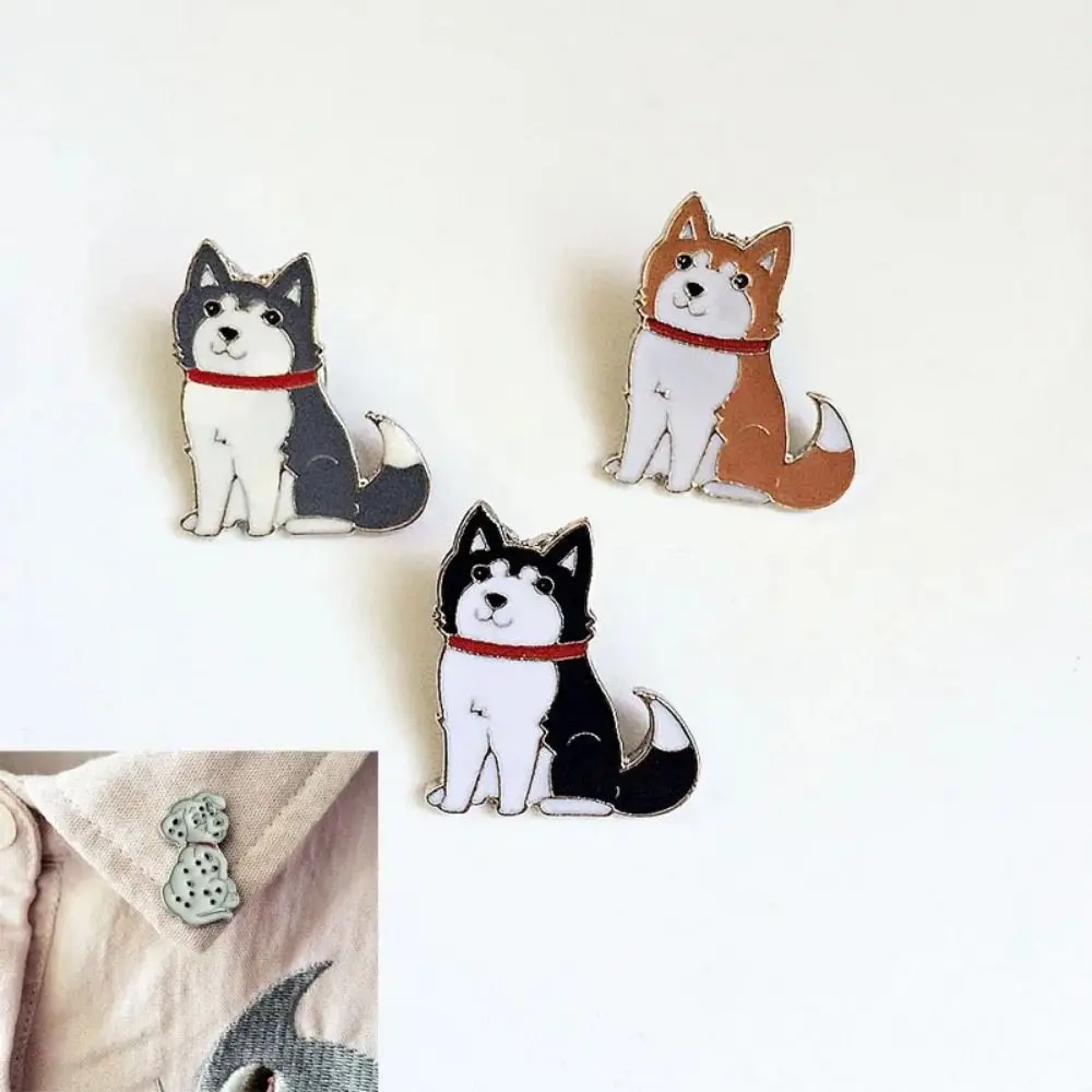 Backpack Accessories Cartoon Dog Pet Dog Brooch Animal Husky Dog Animal Enamel Pins Bulldog Funny Cartoon Metal Badge Coat