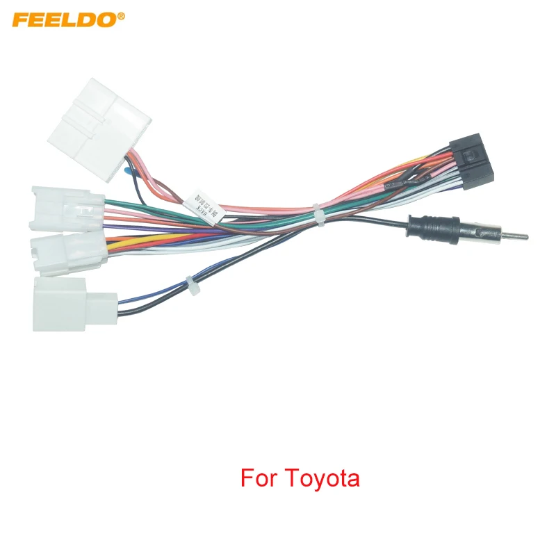 FEELDO 1PC 16P Car Head Unit Wire Harness Adapter For Toyota OEM Car Radio Harness With 4-Terminal #FD2017