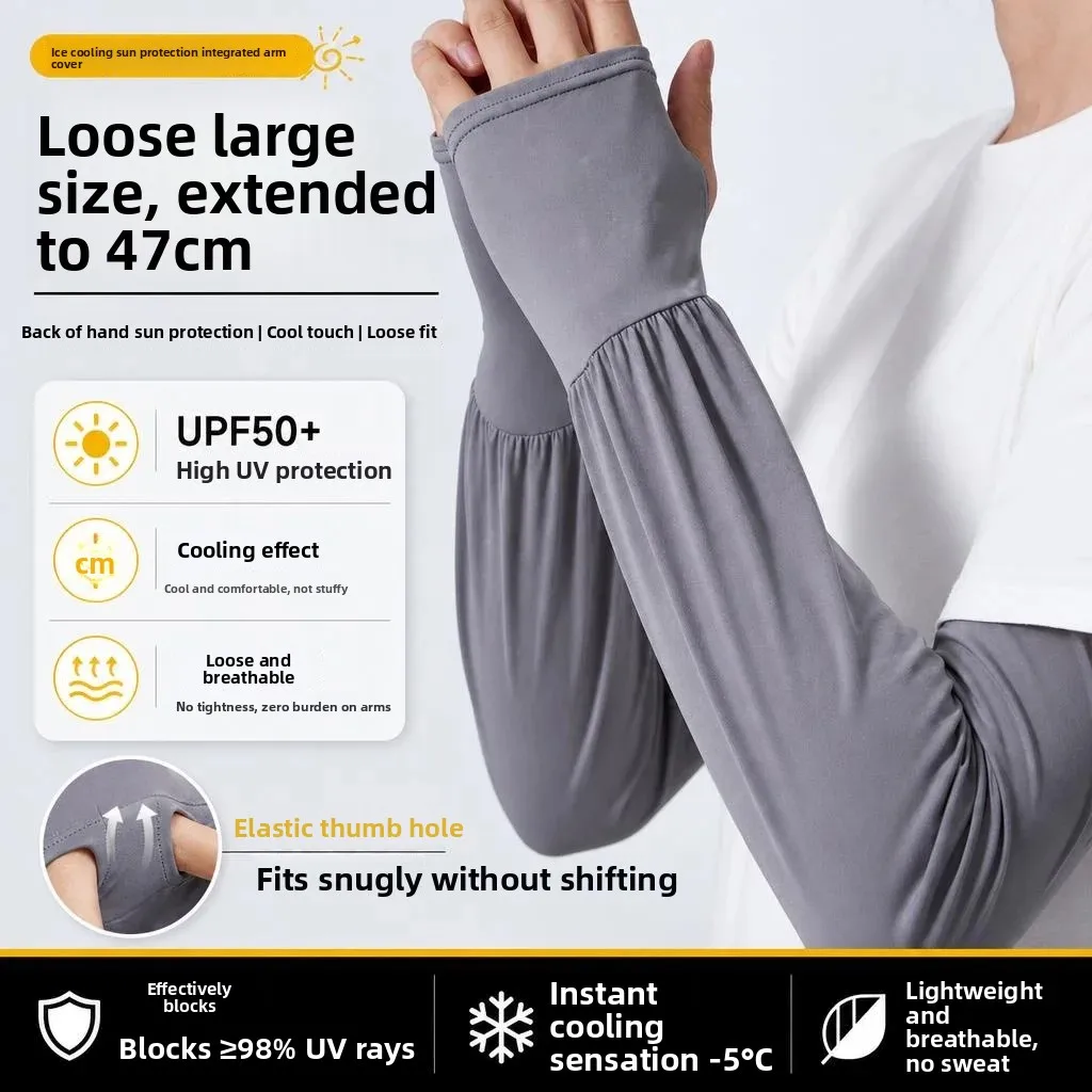 gants-de-cyclisme-pour-hommes-manches-en-soie-glacee-protection-solaire-integree-modele-long-grande-taille-respirants-resistants-aux-uv-protege-bras-pour-l'ete
