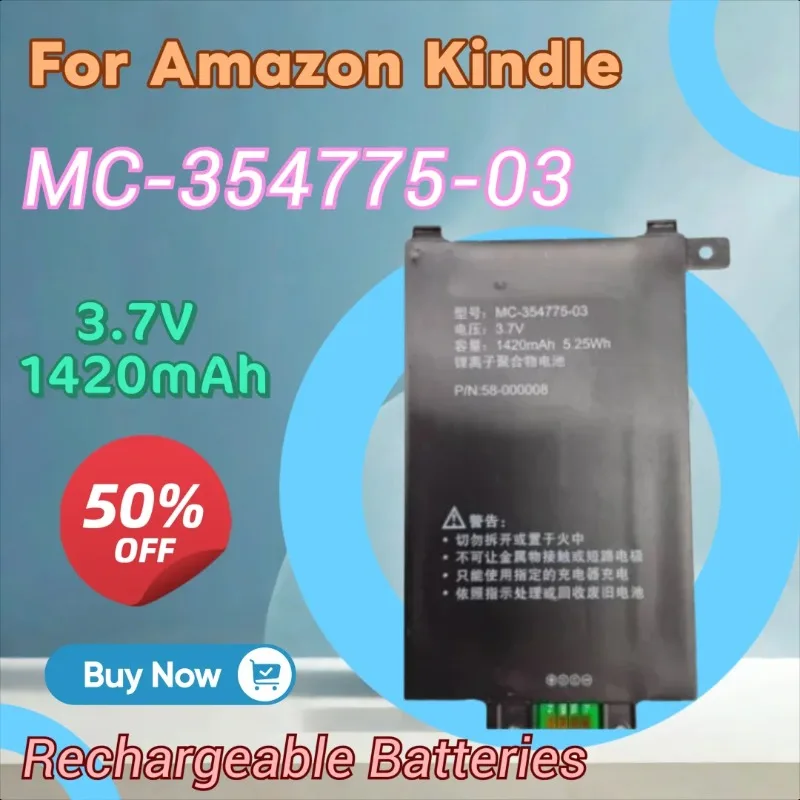 

New Battery MC-354775-03 3.7V 1420mAh for Amazon Kindle PaperWhite S2011-003-S 58-000008 DP75SD1 EY21 1st KPW1 MC-354775-03