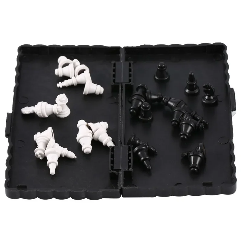 Mini conjunto de xadrez magnético – tabuleiro de xadrez portátil dobrável para crianças, jogo de viagem ao ar livre com ímãs fortes, tabuleiro de plástico