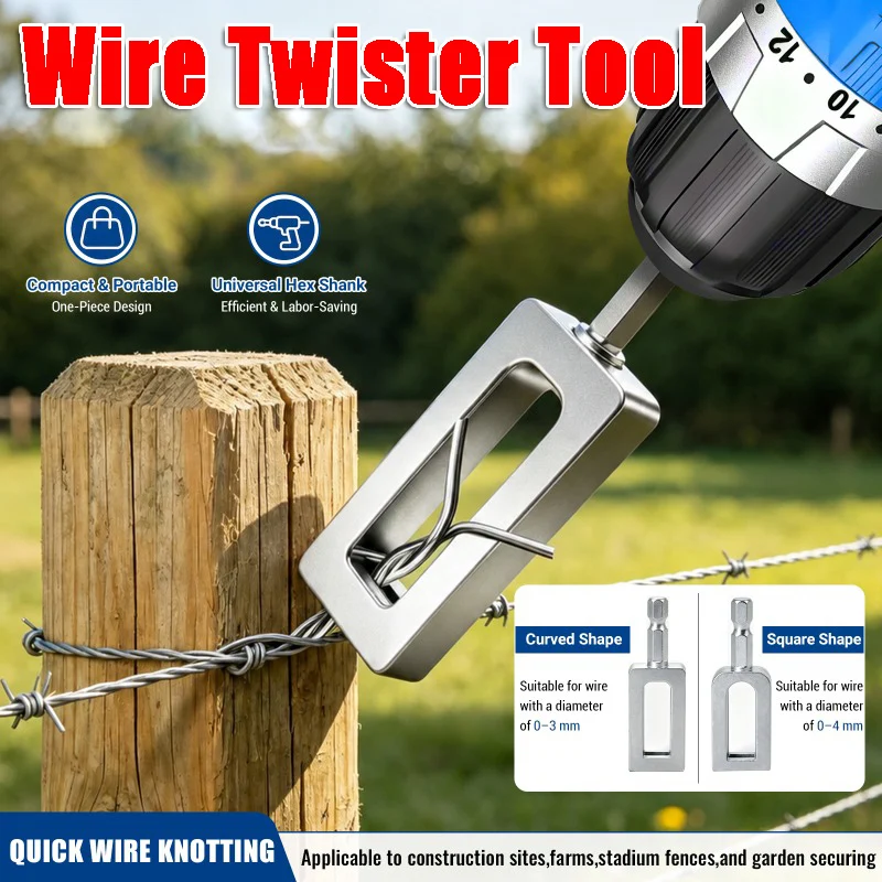 0-4mm Draht-Elektrobohrer-Drahtzwirner-Werkzeug zum schnellen Knotenfestziehen für Zaunbau, Gartenarbeit, Landwirtschaft, für 9- und 11-mm-Zaun-Drahtbindungen – Detail 1