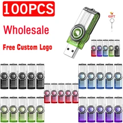 100 UNIDS LOTE USB Flash Drive 128GB Llavero Gratis Memory Stick 64GB Mini Pen Drive Colorido 32GB Logotipo Personalizado Gratuito USB Stick 16GB