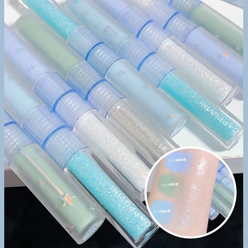 1pcs 2 in 1 Blue Liquid Eyes Shadow Matte Sequins Pearlescent Eyes Makeup Chameleon Eye Makeup High Gloss Pearl Shiny Eye Shadow