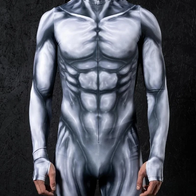Zawaland Männer Mechanische Muskel Punk Zentai Anzug Karneval Cosplay Body Halloween Party Macho Kostüm Zeigen Festival Overall