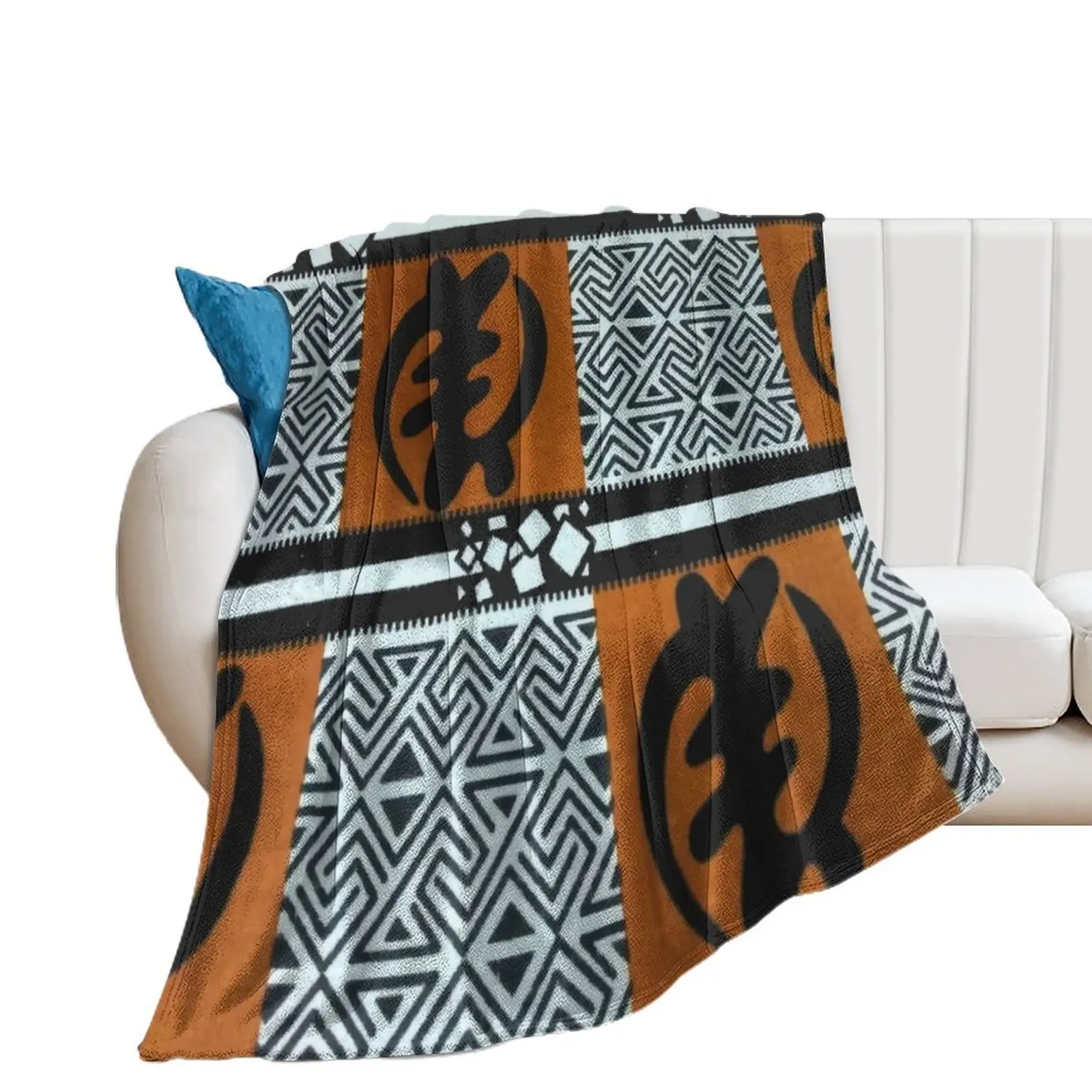 African Print Fabric Ghanaian Gye Nyame Symbol Throw Blanket Luxury Designer Summer Beddings Fashion Sofas Blankets