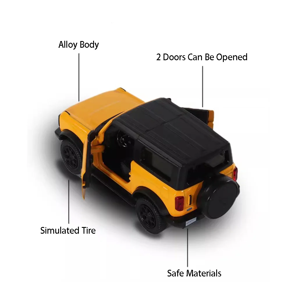 1:36 Ford Bronco Modellautos Porsche 911 Revuelto Legierungsdruckgussauto Spielzeug mit 2 Türen geöffnet Zurückziehfunktion Fahrzeuge für Kinder