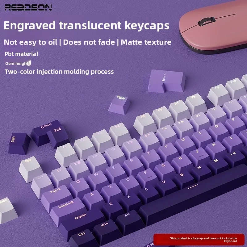 2026 New Gradient Keycaps 134+ Keys Front Printed Backlit Double Shot OEM Profile for Mechanical Keyboard Custom Keycaps