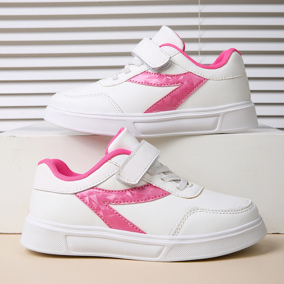 

Children Casual Shoes White Pu Leather Plain Design School Kids Sneakers Unisex All-match 30-39 Four Seasons Boys Girls Shoes