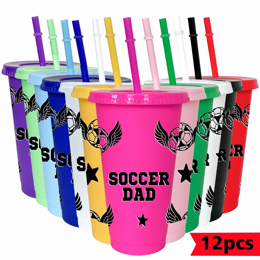 12pcs-set-football-wing-pattern-26oz-colored-plastic-party-cold-cups-back-to-school-birthday-gift-gameday-drinkware