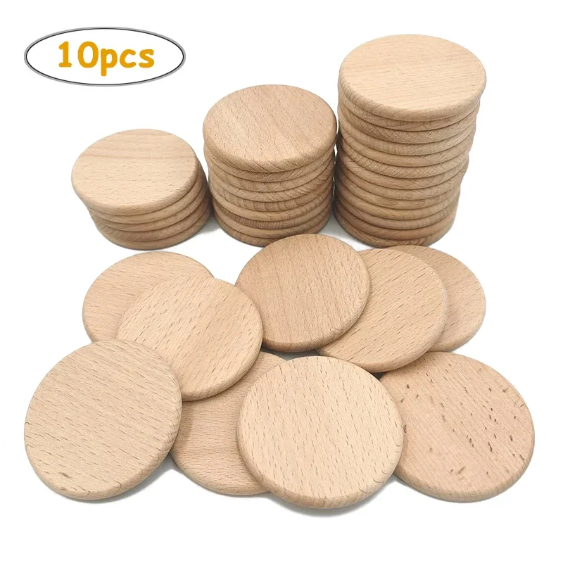 

10pcs 7cm Unfinished Wood Blank Discs Coin Slices Tokens for DIY Craft Painting Home Decor Ornament