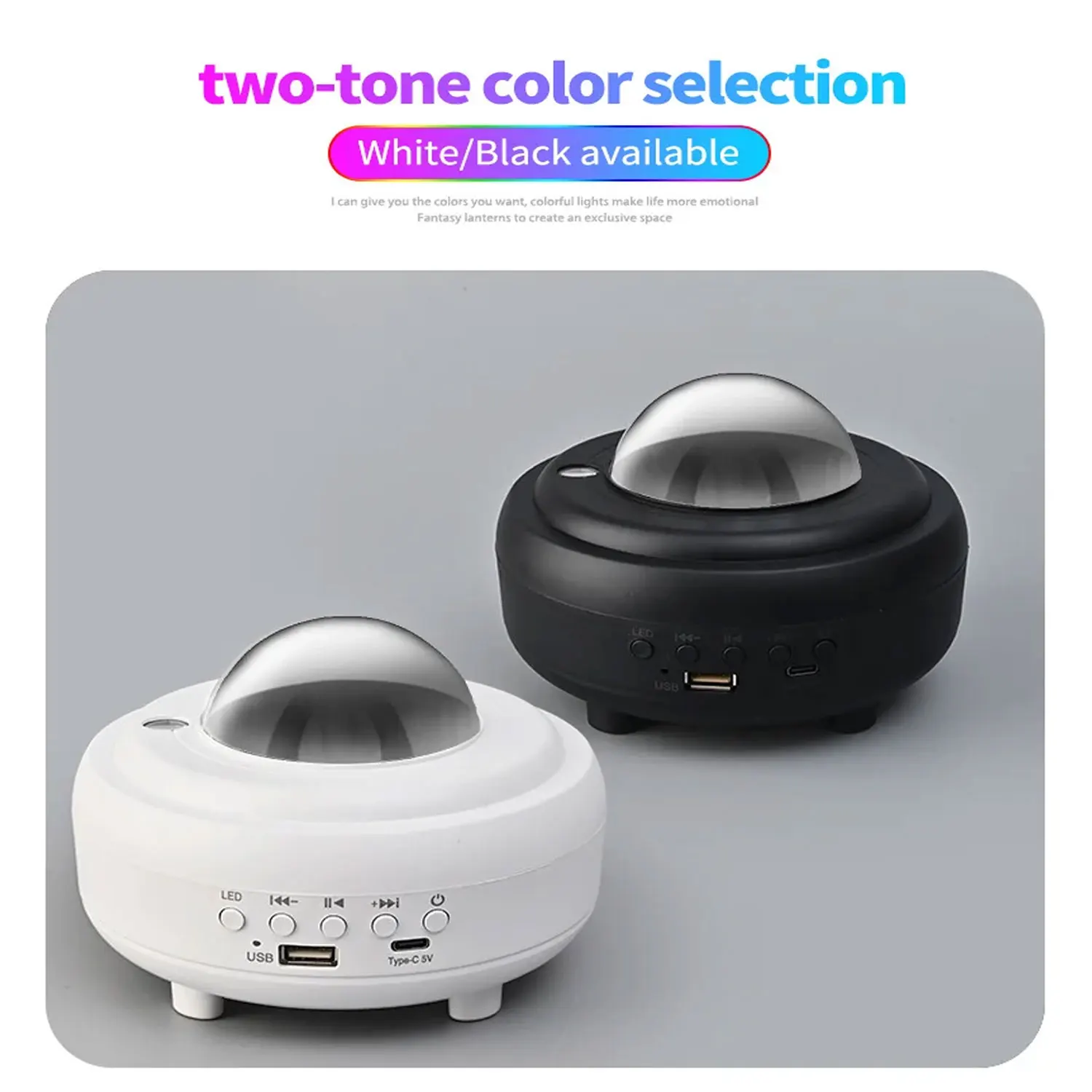 LED Aurora Projector Bluetooth Speaker Ambient Night Light Colorful Starry Sky Galaxy Projection for Bedroom Decoration Kid Gift