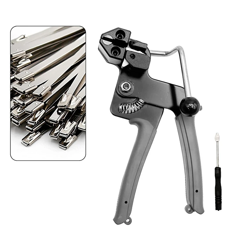 Metal Zip Ties Cutter Stainless Steel Cable Tie Cutting Tool With 100PCS Cable Tie For Self-Locking Zip Ties Black