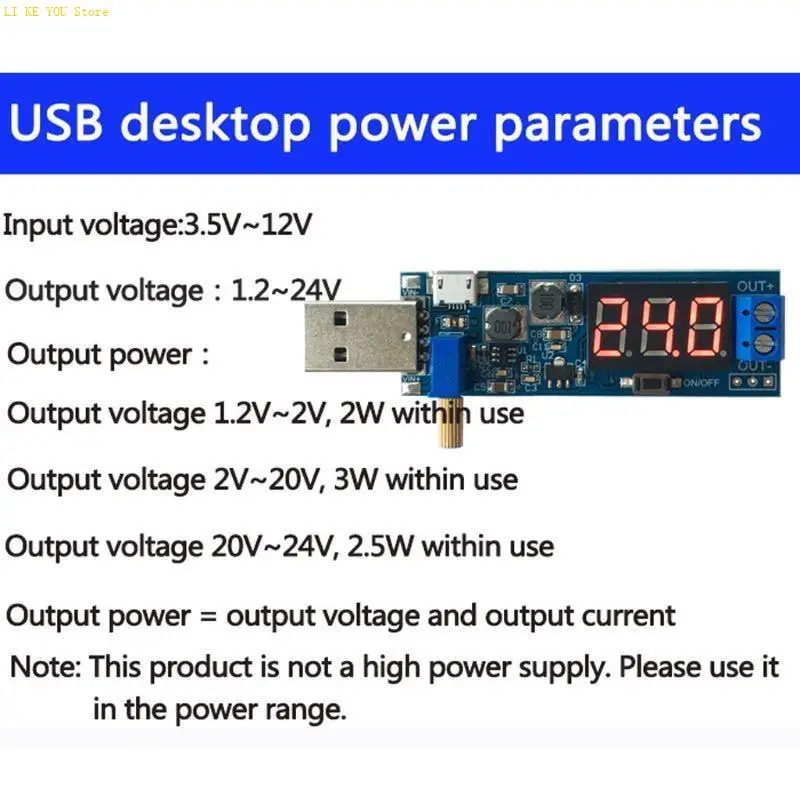 W3JE DC-DC 5V إلى 1.2V-24V USB خطوة لأعلى/لأسفل وحدة مزود الطاقة القابلة للتعديل