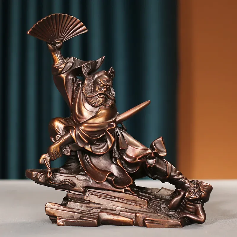 Chinese Mythology Zhong Kui Statue Handmade Resin Demon Hunter Figurine Traditional Home Decor Living Room Office Desktop