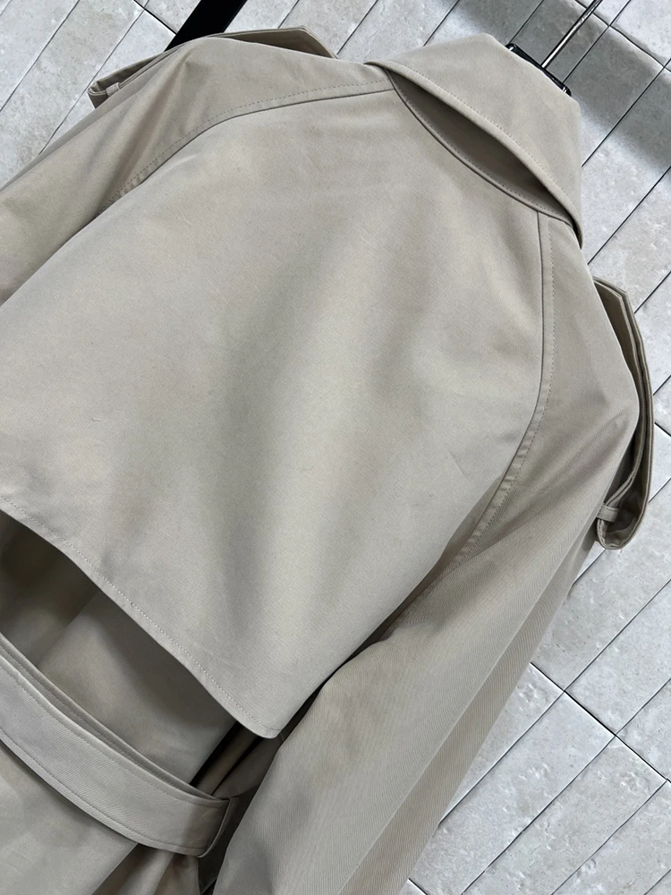 SVORYXIU الخريف نمط جديد الكاكي فضفاض خندق معطف المرأة نمط غير رسمي نمط بدوره إلى أسفل طوق نمط طويل معطف واقٍ من المطر #5