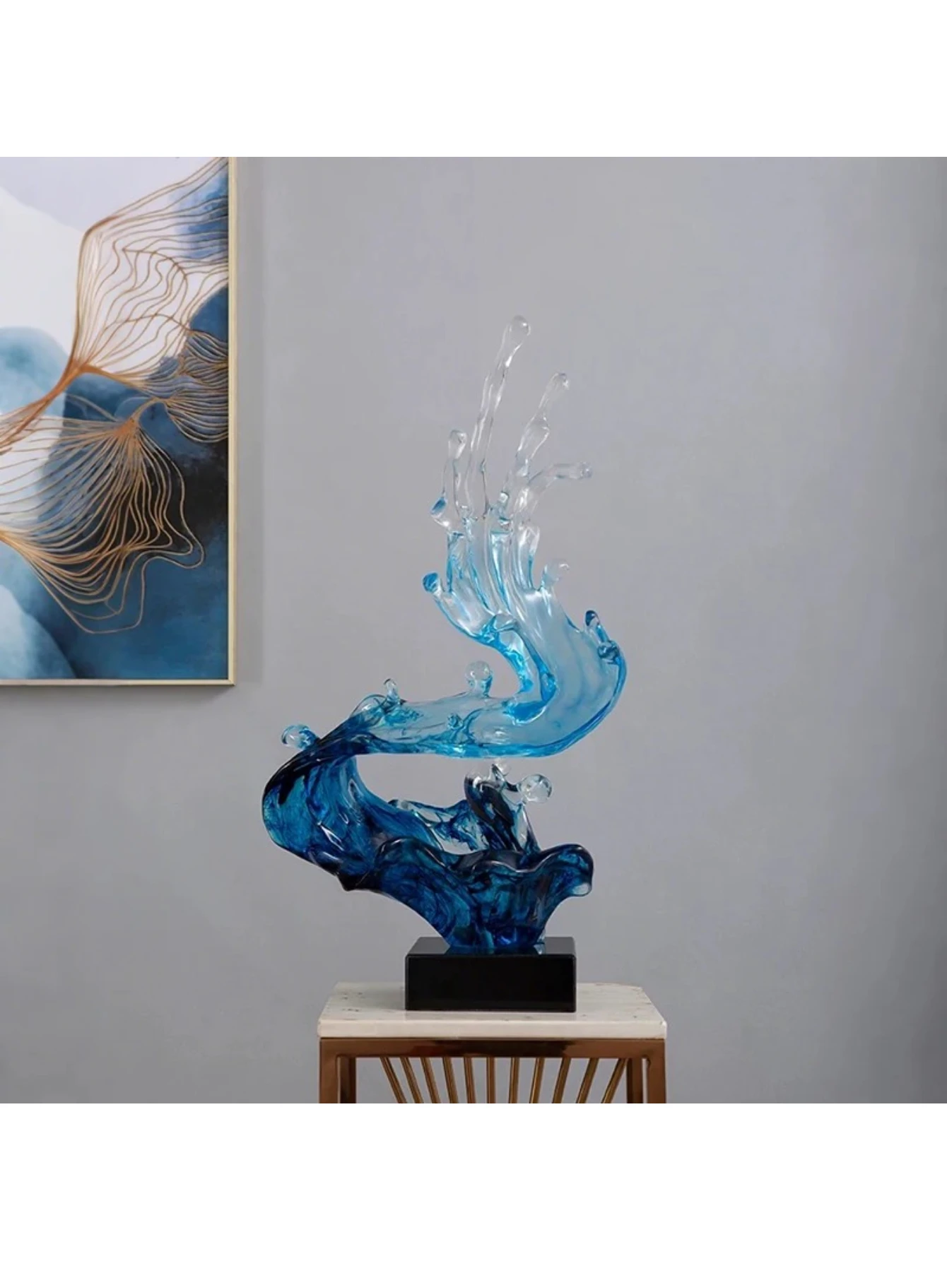 LivingRoom Entrance Wine Rack Statue Home Decor Creative Artworks Gifts Modern Art Alien Wave Sculpture Transparent Resin Crafts