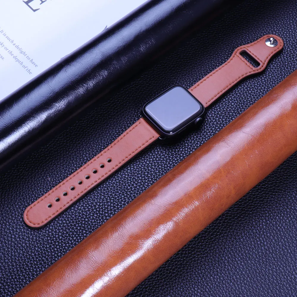 Leather loop For Apple watch band series Ultra 49mm 44mm 40mm 42mm/38mm wrist bracelet for iWatch 8 7 3 4 5 6 se 41mm/45mm strap