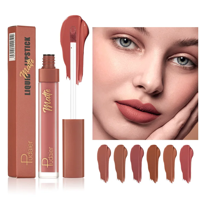 Makeup Pudaier 12-Color Matte High-End Lip Glaze Matte Lip Mud Lip Gloss Lip Gloss Lipstick Does Not Remove Makeup