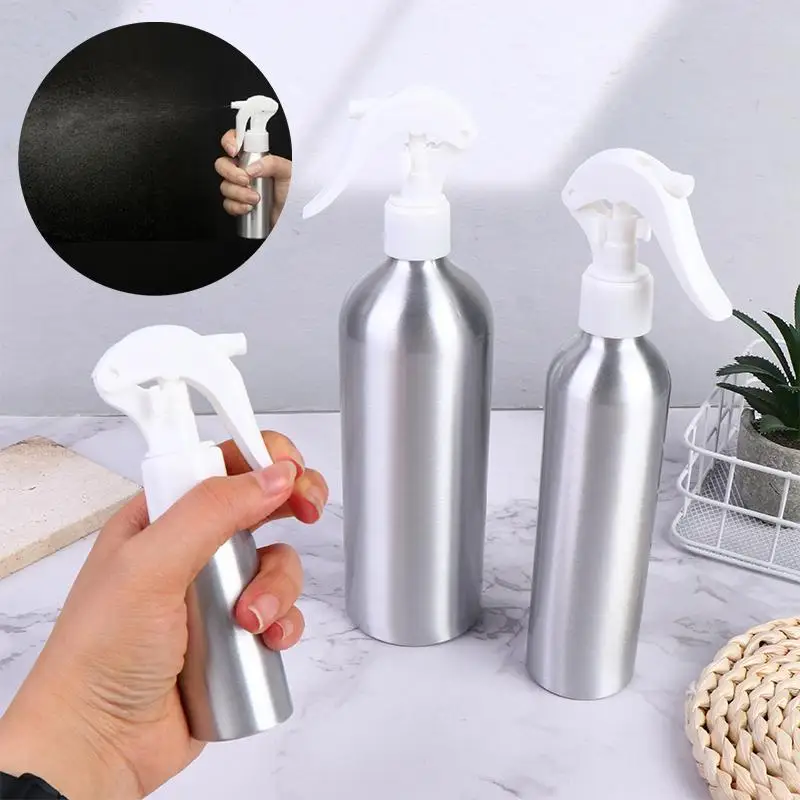 Spray Bottle 1Pcs 30-500ML Aluminum Empty Pump Sprayer Fine Mist Refillable Water Bottle Sprinkler Professional Kit Salon DIY