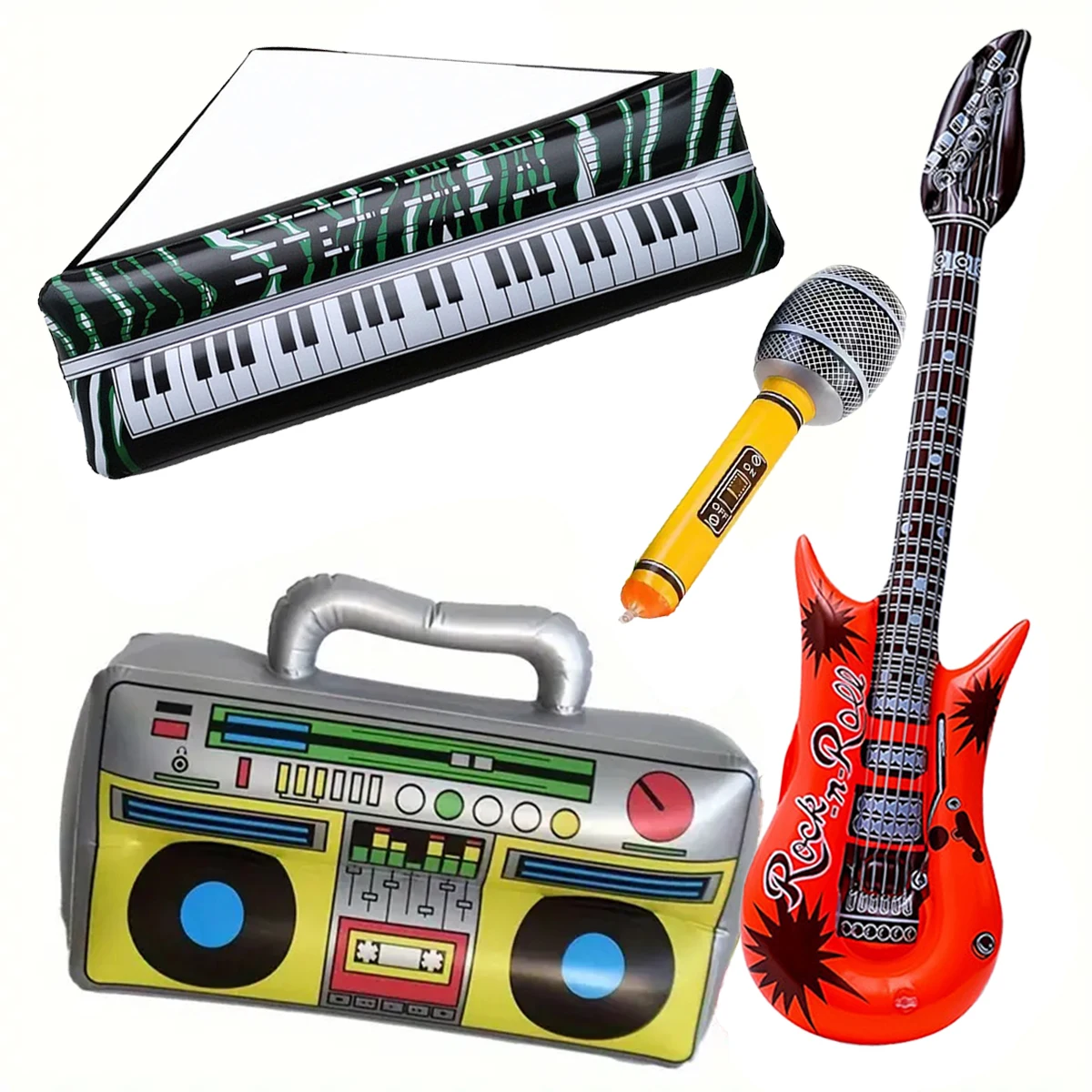

4Pcs Inflatable Rock Star Party Favors,Inflatable Hanging Radio/Phone/Guitar Party Props for 80S 90S Party Decor,Carnival Rock Party Supplies,Halloween/Christmas/Birthday Party Gifts