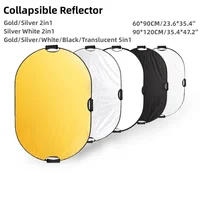 RF04 24 ""Reflector 5 en 1 60X90CM 90X120CM plata blanco oro portátil plegable luz suave fotografía redonda para estudio 2 en 1