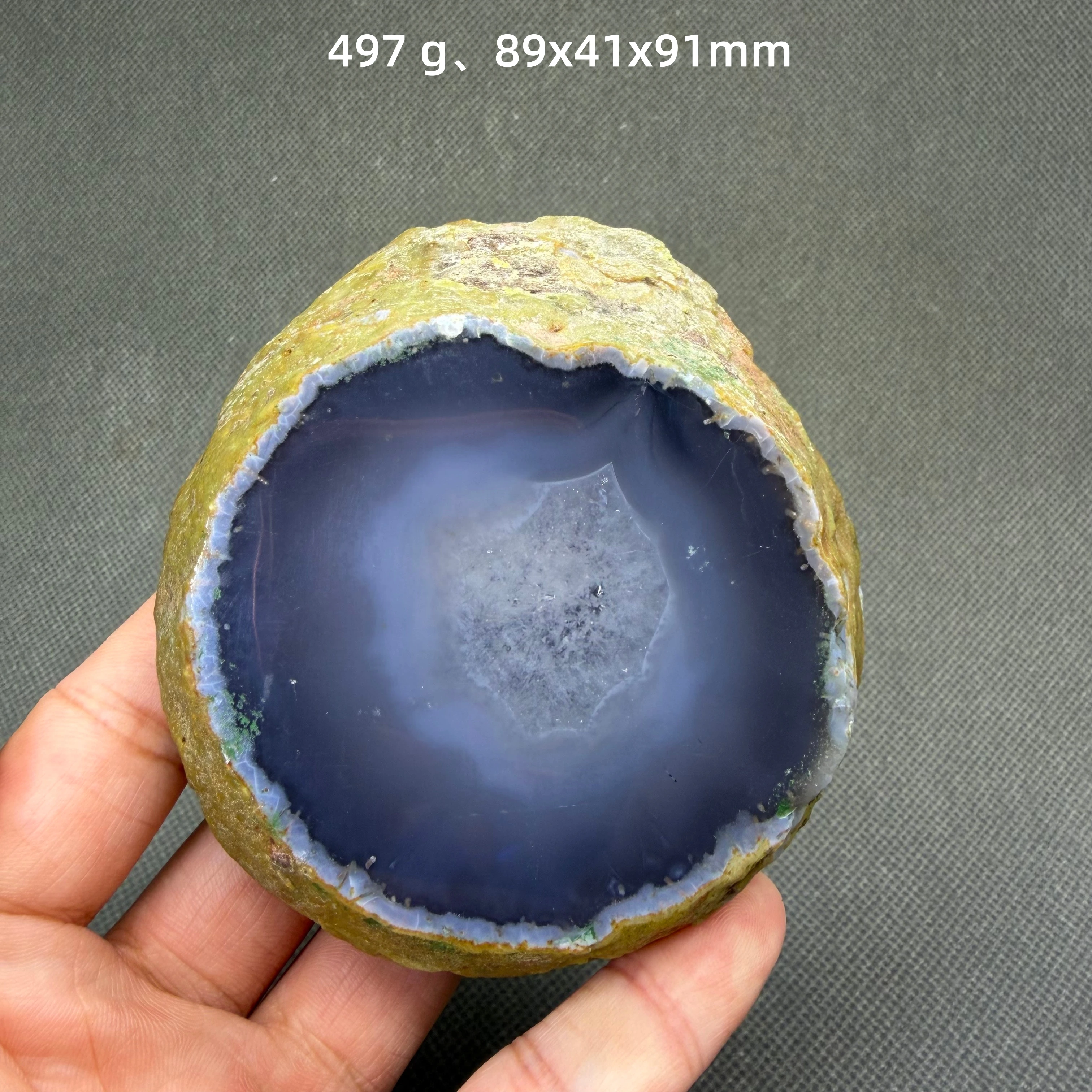 497 g Rare Water Bubble Agate from Madagascar Polished Slice Liquid Inclusion Visible Natural Crystal