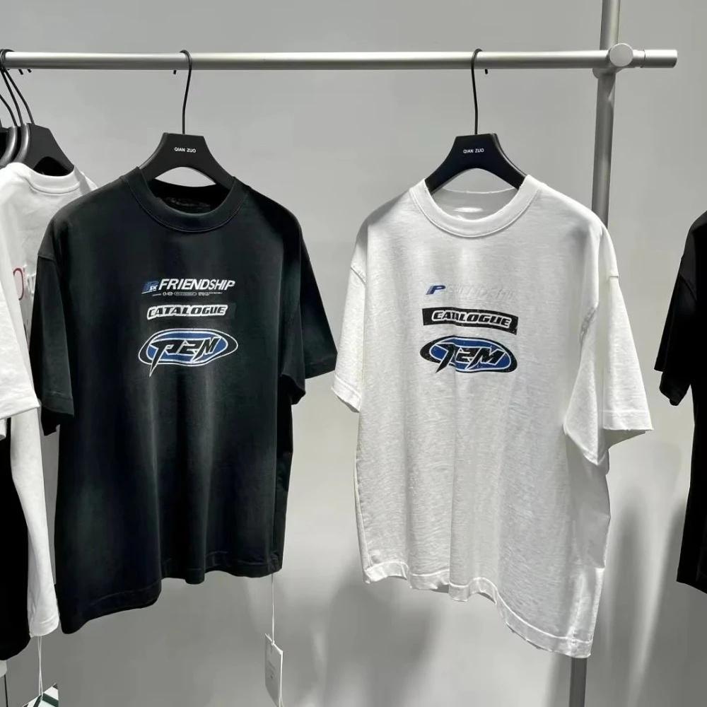 

Motorcycle American cotton short-sleeved T-shirt men's and women's alphabet loose casual top