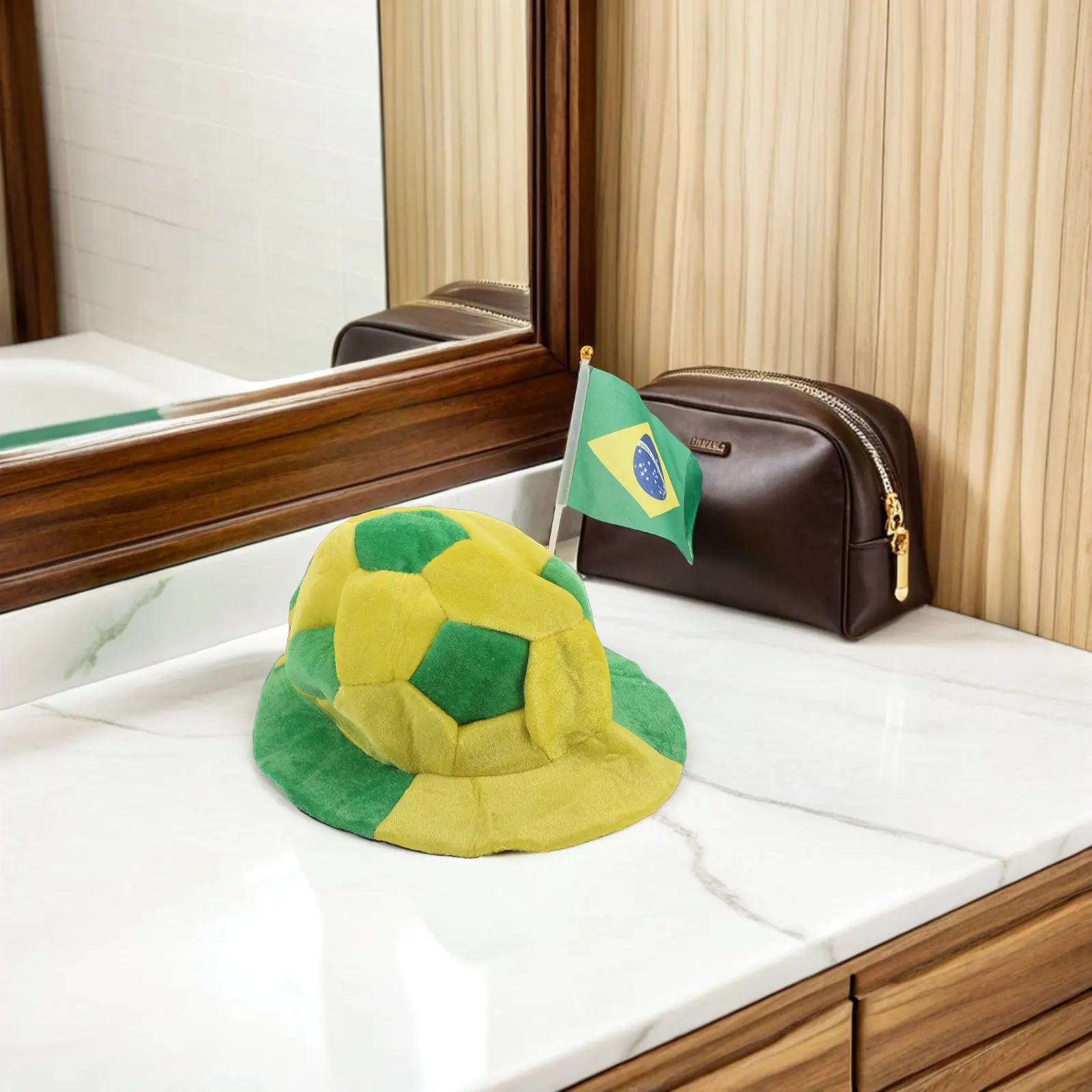 

Football Carnival Hat Brazil Flag Design Soccer Party Hat Game Day Fan Accessory Tournament Celebration Lightweight Festival