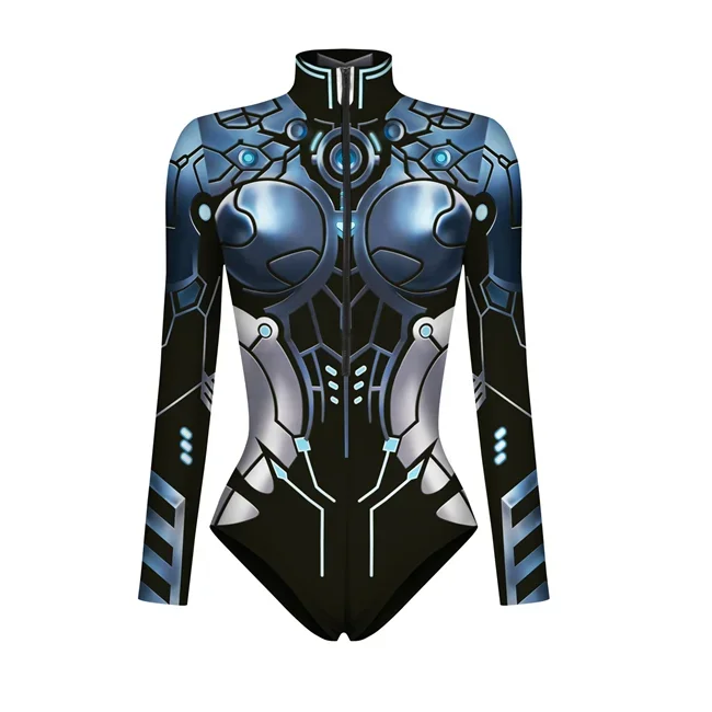 3D printing mechanical element pattern long-sleeved robot sci-fi COS women's bar DS performance suit