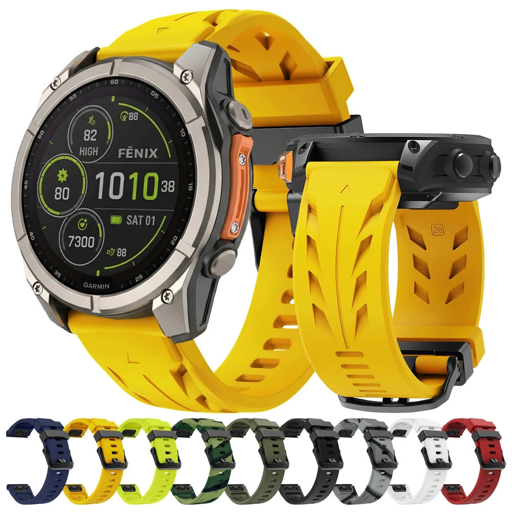 Pulseira Esportiva de Silicone QuickFit 22mm 26mm para Garmin Fenix 8 Pro 47mm 51mm E 7 7X 6 6X/Quatix/Tactix/D2 Mach 2 Pro/Epix