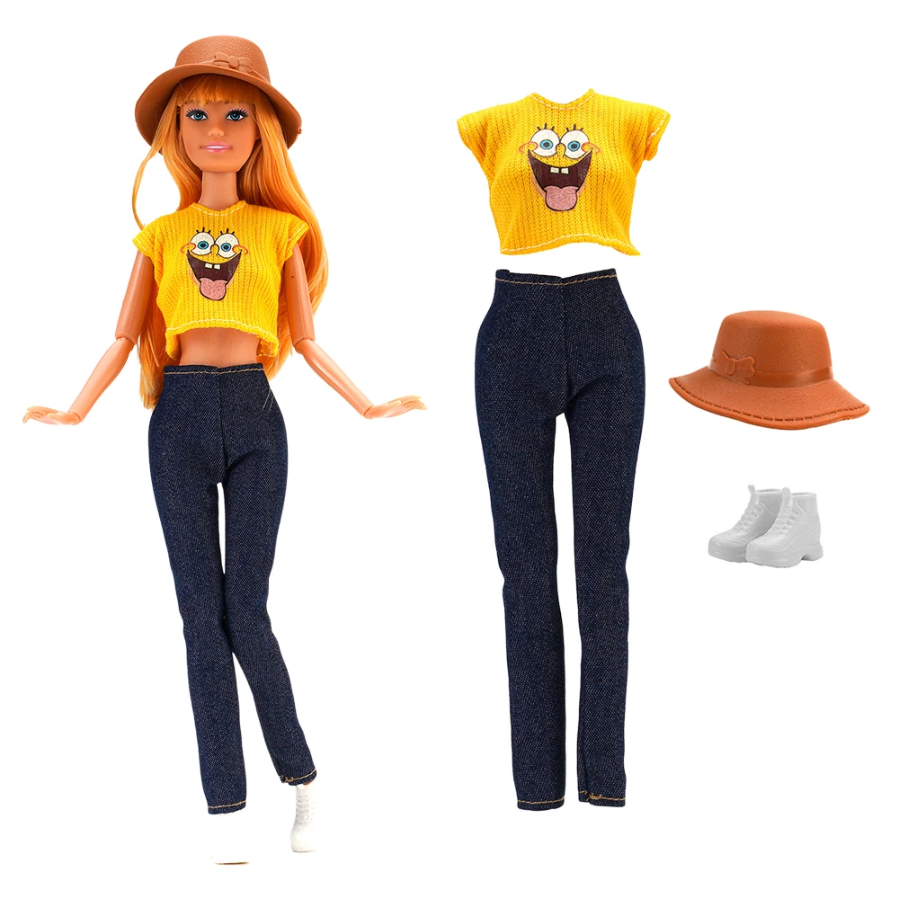 

4 Pcs/Set=Vest+Pants+Hat+Shoes for 1/6 Doll Clothes Dress Accesories,Blyth,Toys For Girls,Christmas, Birthday, Gifts