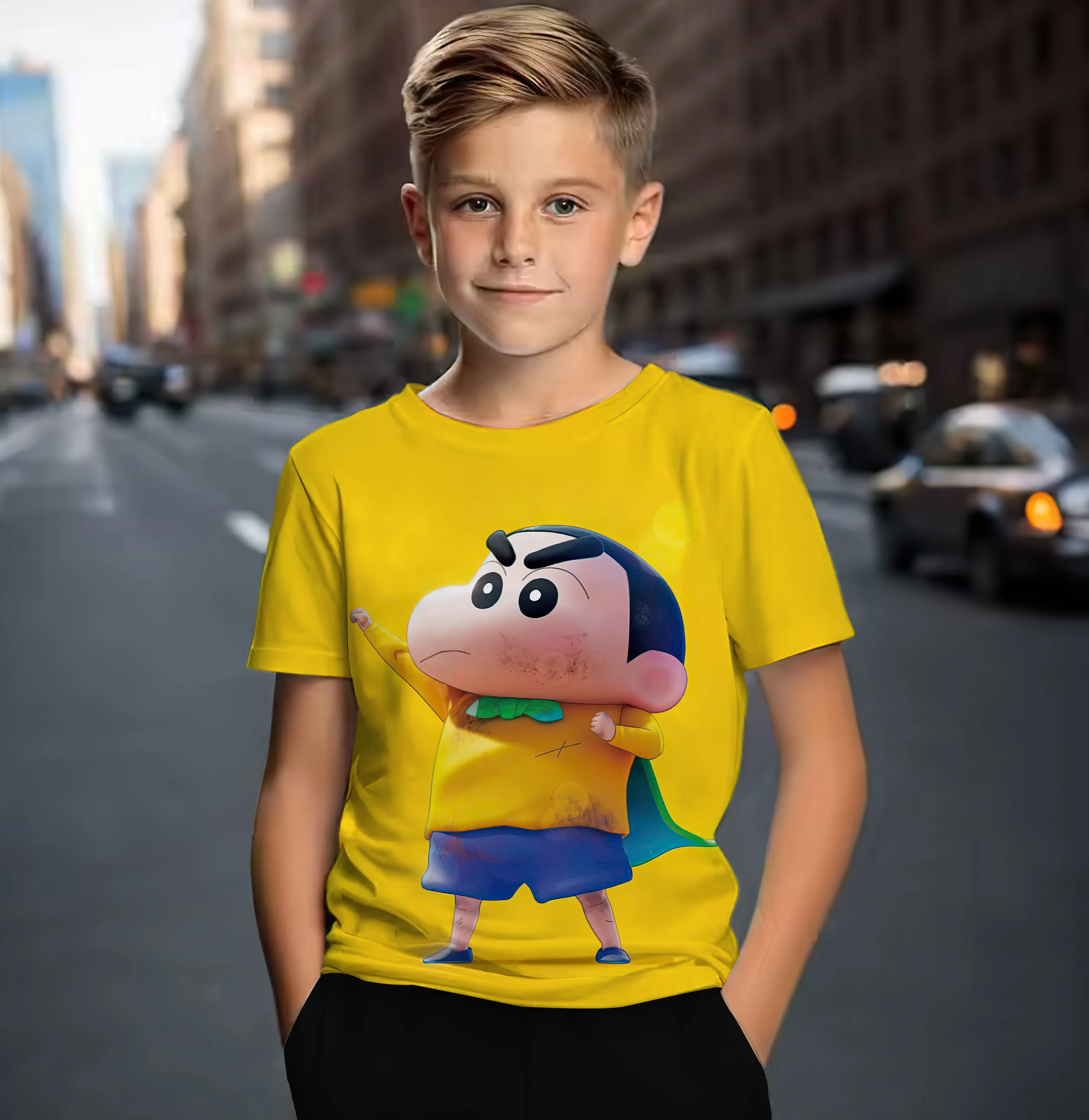 Crayon Shin-chan Cartoon Children's T-shirt Boys Short Sleeve Girls 3D Printing Cute Casual Versatile Fashion Top