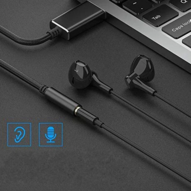 3X USB To 3.5Mm Headphone Jack Audio Adapter,External Stereo Sound Card For PC, Laptop,For PS4,For Mac Etc (0.6 Feet)