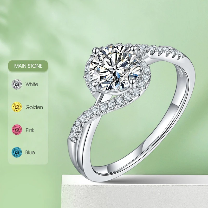 

Gem's Beauty 1.0ct 6.5mm D Цвет Белое Золото Покрытием Серебро 925 Муассанит Кольцо Бриллиант Тест Пройдено VVS1 Ювелирные Изделия Женщина Подарок