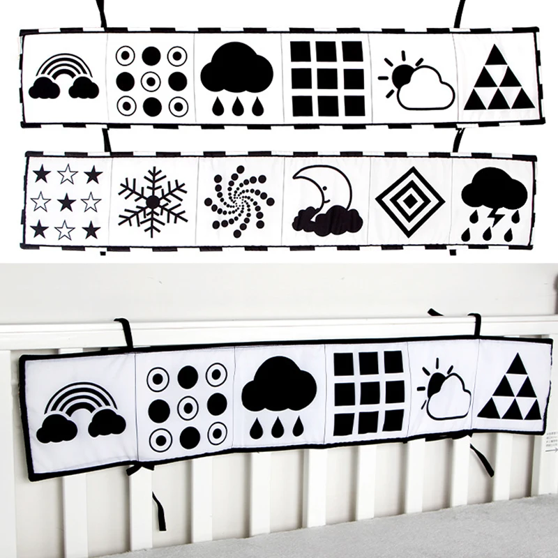 Opvouwbare babyboeken van zachte doek Zwart en wit Zintuiglijk speelgoed met hoog contrast voor pasgeboren baby's Vroeg educatief Montessori-speelgoed